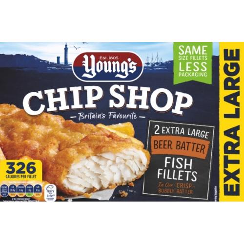 Young's Chip Shop Salt & Vinegar Battered 2pk XL Light  Fish Fillets