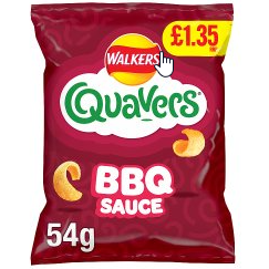 QUAVERS BBQ SNACKS CRISPS RRP PMP 1.25 54G