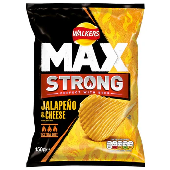 WALKERS MAX STRONG JALAPEÑO & CHEESE SHARING CRISPS 150G