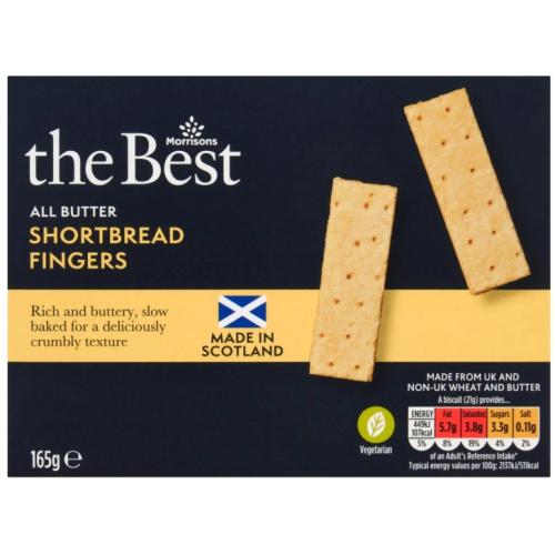 MORRISONS THE BEST ALL BUTTER SHORTBREAD FINGERS 165G