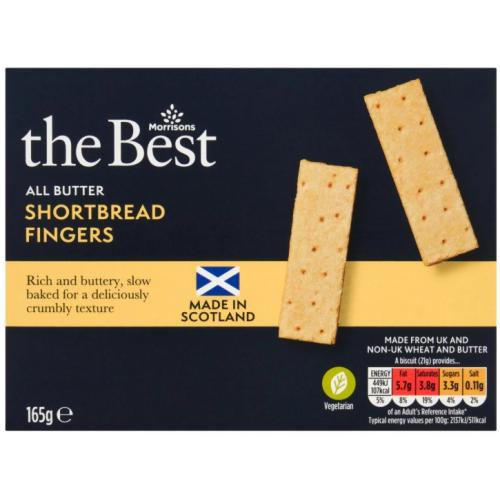 MORRISONS THE BEST ALL BUTTER SHORTBREAD FINGERS 165G